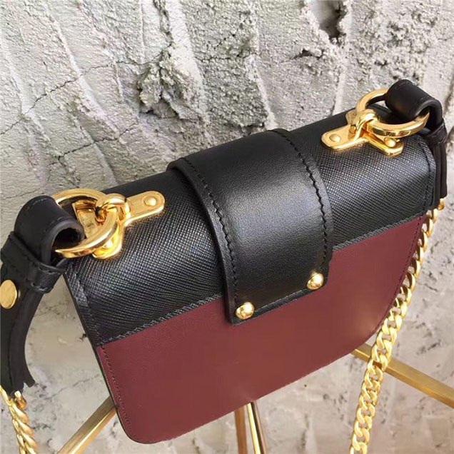 Prada Pionnière Belt Bag 16cm Calfskin Leather Fall Winter 2017 Bag Collection Burgundy Black