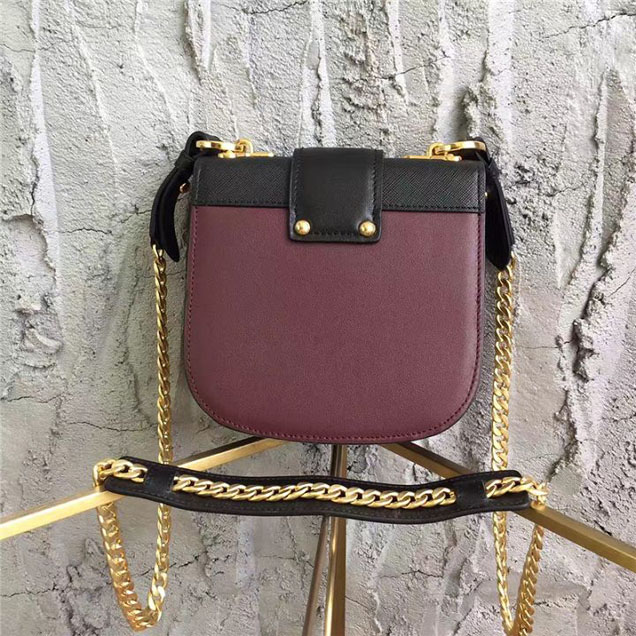 Prada Pionnière Belt Bag 16cm Calfskin Leather Fall Winter 2017 Bag Collection Burgundy Black