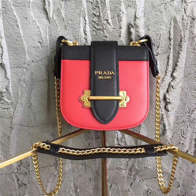 Prada Pionnière Belt Bag 16cm Calfskin Leather Fall Winter 2017 Bag Collection Red Black