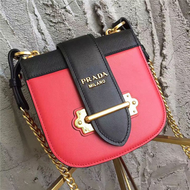 Prada Pionnière Belt Bag 16cm Calfskin Leather Fall Winter 2017 Bag Collection Red Black