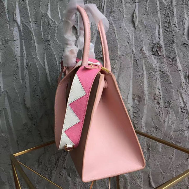 Prada Paradigme Saffiano 30cm Bag 1BA103 Calfskin Leather Fall Winter 2017 Bag Collection Pink White