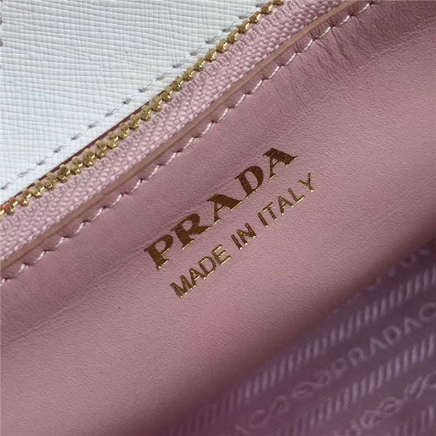 Prada Paradigme Saffiano 30cm Bag 1BA103 Calfskin Leather Fall Winter 2017 Bag Collection Pink White