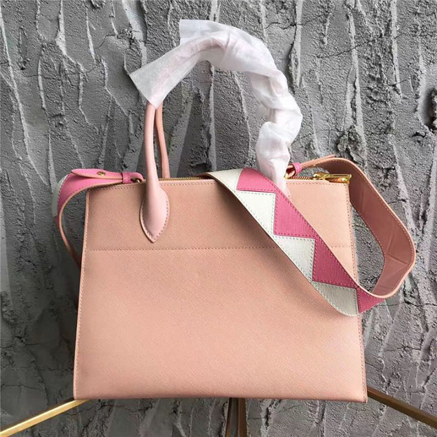 Prada Paradigme Saffiano 30cm Bag 1BA103 Calfskin Leather Fall Winter 2017 Bag Collection Pink White