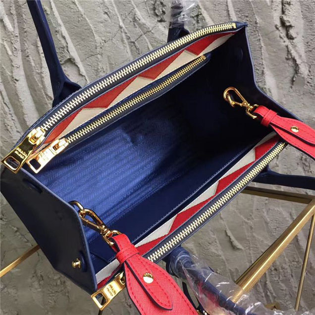 Prada Paradigme Saffiano 30cm Bag 1BA103 Calfskin Leather Fall Winter 2017 Bag Collection Blue Red White