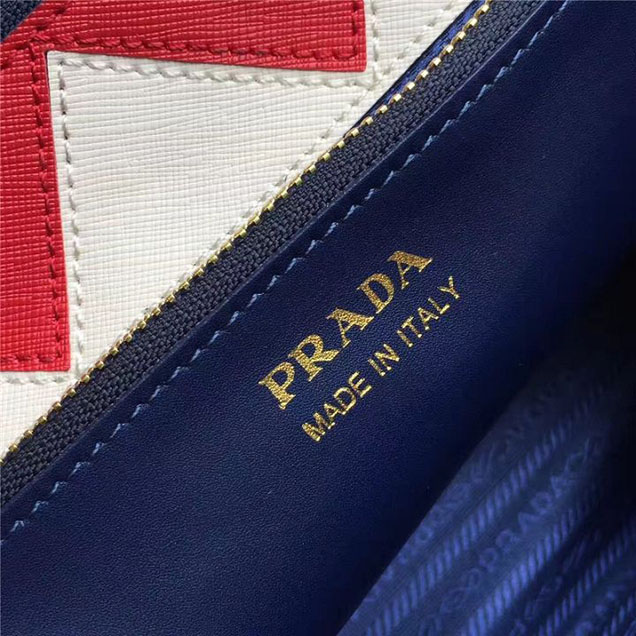 Prada Paradigme Saffiano 30cm Bag 1BA103 Calfskin Leather Fall Winter 2017 Bag Collection Blue Red White