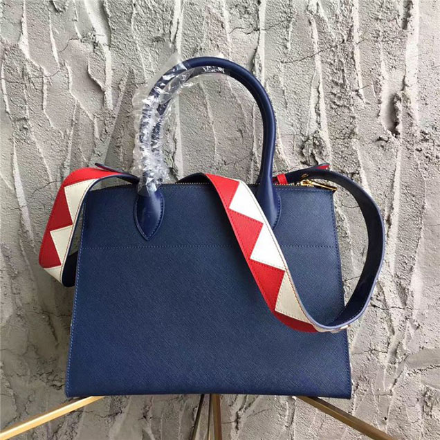 Prada Paradigme Saffiano 30cm Bag 1BA103 Calfskin Leather Fall Winter 2017 Bag Collection Blue Red White