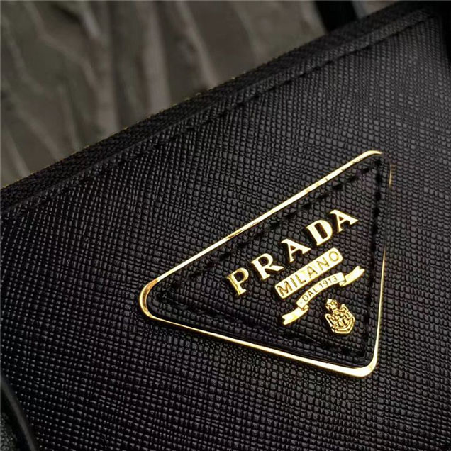Prada Paradigme Saffiano 30cm Bag 1BA103 Calfskin Leather Fall Winter 2017 Bag Collection Black Pink