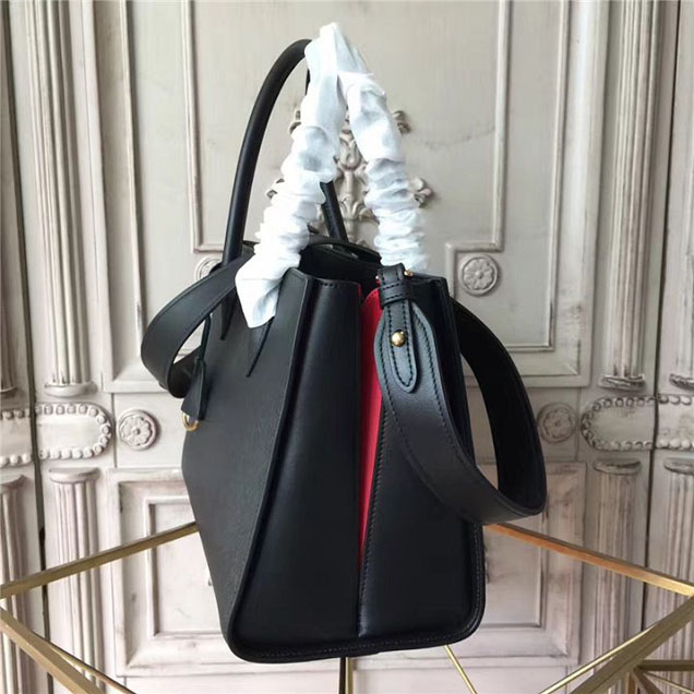 Prada Bibliothèque Saffiano 30cm Bag 1BA153 Calfskin Leather Fall Winter 2017 Bag Collection Black Red