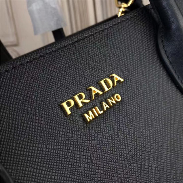 Prada Bibliothèque Saffiano 30cm Bag 1BA153 Calfskin Leather Fall Winter 2017 Bag Collection Black Red