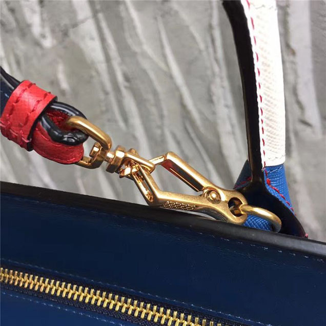 Prada Paradigme Saffiano 30cm Bag 1BA103 Calfskin Leather Fall Winter 2017 Bag Collection Baltic Blue Red
