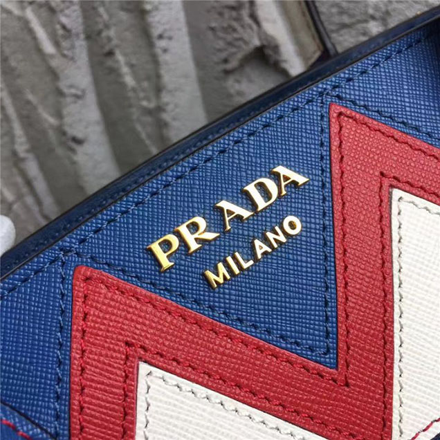 Prada Paradigme Saffiano 30cm Bag 1BA103 Calfskin Leather Fall Winter 2017 Bag Collection Baltic Blue Red