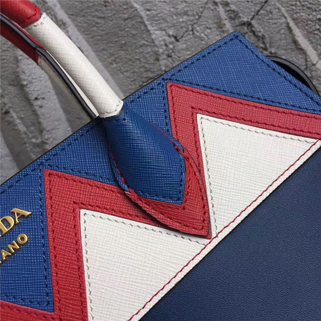 Prada Paradigme Saffiano 30cm Bag 1BA103 Calfskin Leather Fall Winter 2017 Bag Collection Baltic Blue Red