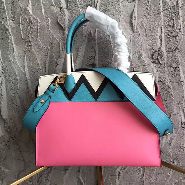 Prada Paradigme Saffiano 30cm Bag 1BA103 Calfskin Leather Fall Winter 2017 Bag Collection Begonia Pink Jade Green