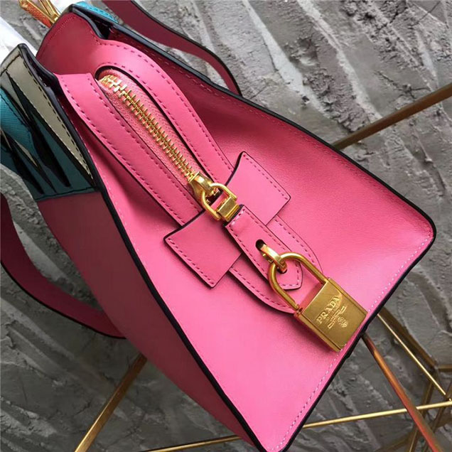 Prada Paradigme Saffiano 30cm Bag 1BA103 Calfskin Leather Fall Winter 2017 Bag Collection Begonia Pink Jade Green
