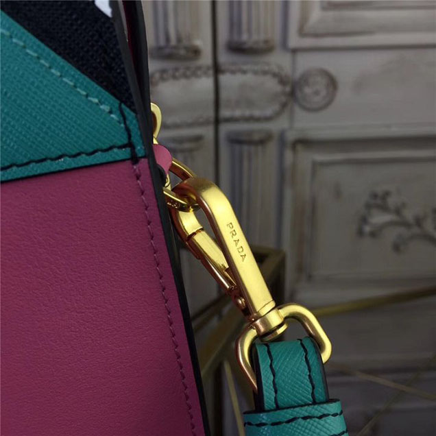 Prada Esplanade Saffiano Shoulder Bag 22cm 1BH049 Calfskin Leather Fall Winter 2017 Bag Collection Begonia Pink Jade Green