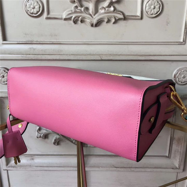 Prada Esplanade Saffiano Shoulder Bag 22cm 1BH049 Calfskin Leather Fall Winter 2017 Bag Collection Begonia Pink Jade Green