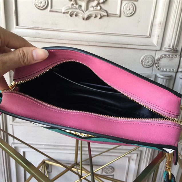 Prada Esplanade Saffiano Shoulder Bag 22cm 1BH049 Calfskin Leather Fall Winter 2017 Bag Collection Begonia Pink Jade Green