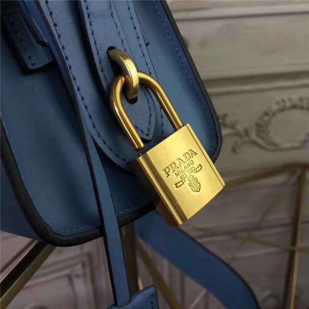 Prada Esplanade Saffiano Shoulder Bag 22cm 1BH049 Calfskin Leather Fall Winter 2017 Bag Collection Astral Blue Sunny Yellow