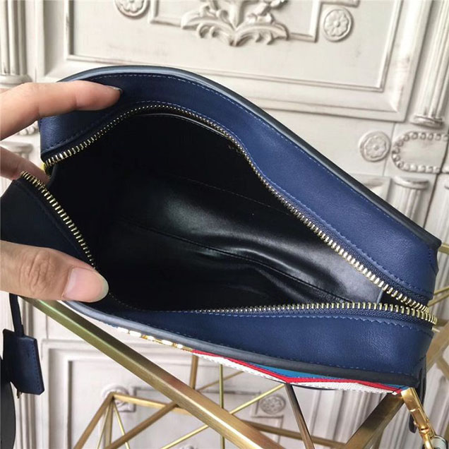 Prada Esplanade Saffiano Shoulder Bag 22cm 1BH049 Calfskin Leather Fall Winter 2017 Bag Collection Baltic Blue Red
