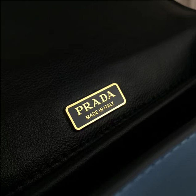 Prada Esplanade Saffiano Shoulder Flap Bag 22cm 1BH049 Calfskin Leather Fall Winter 2017 Bag Collection Astral Blue Sunny Yellow
