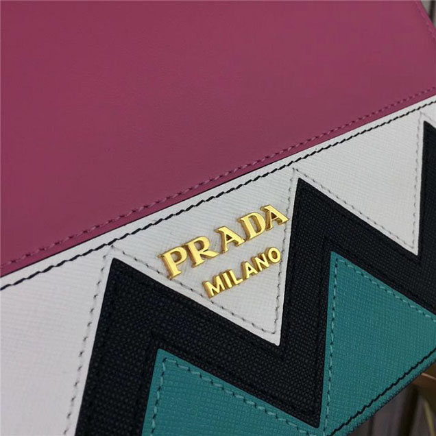 Prada Esplanade Saffiano Shoulder Flap Bag 22cm 1BH049 Calfskin Leather Fall Winter 2017 Bag Collection Begonia Pink Jade Green