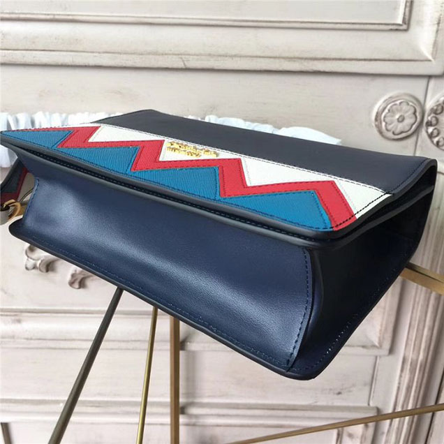 Prada Esplanade Saffiano Shoulder Flap Bag 22cm 1BH049 Calfskin Leather Fall Winter 2017 Bag Collection Baltic Blue Red