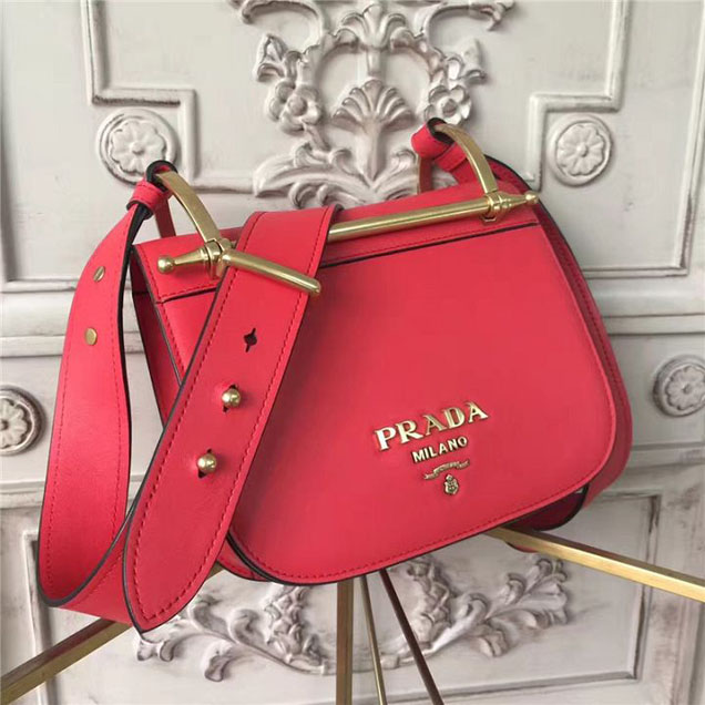 Prada Pionnière Bag 16cm 1BH070 Calfskin Leather Fall Winter 2017 Bag Collection Red