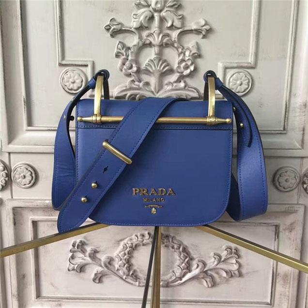 Prada Pionnière Bag 16cm 1BH070 Calfskin Leather Fall Winter 2017 Bag Collection Blue