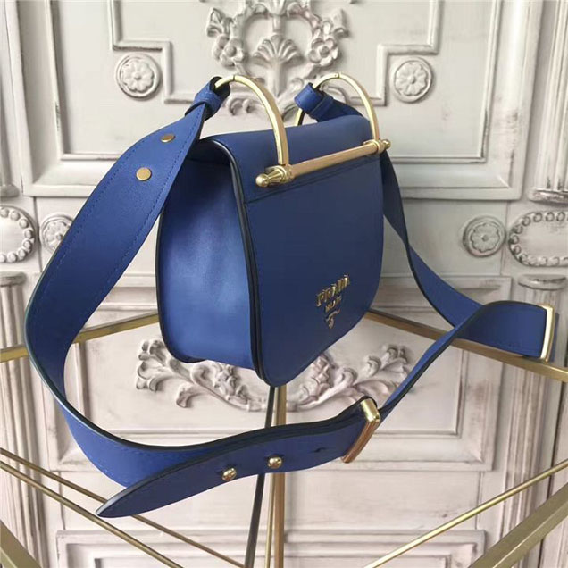 Prada Pionnière Bag 16cm 1BH070 Calfskin Leather Fall Winter 2017 Bag Collection Blue