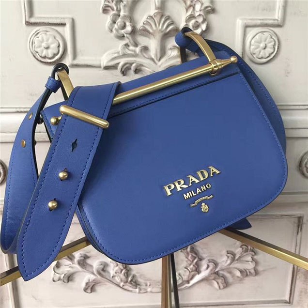 Prada Pionnière Bag 16cm 1BH070 Calfskin Leather Fall Winter 2017 Bag Collection Blue