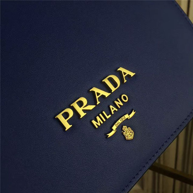 Prada Pionnière Bag 16cm 1BH070 Calfskin Leather Fall Winter 2017 Bag Collection Blue