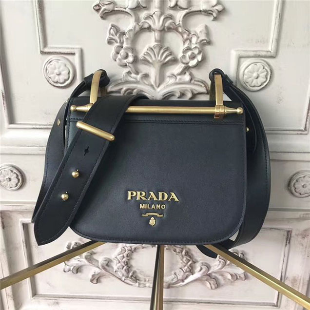 Prada Pionnière Bag 16cm 1BH070 Calfskin Leather Fall Winter 2017 Bag Collection Black