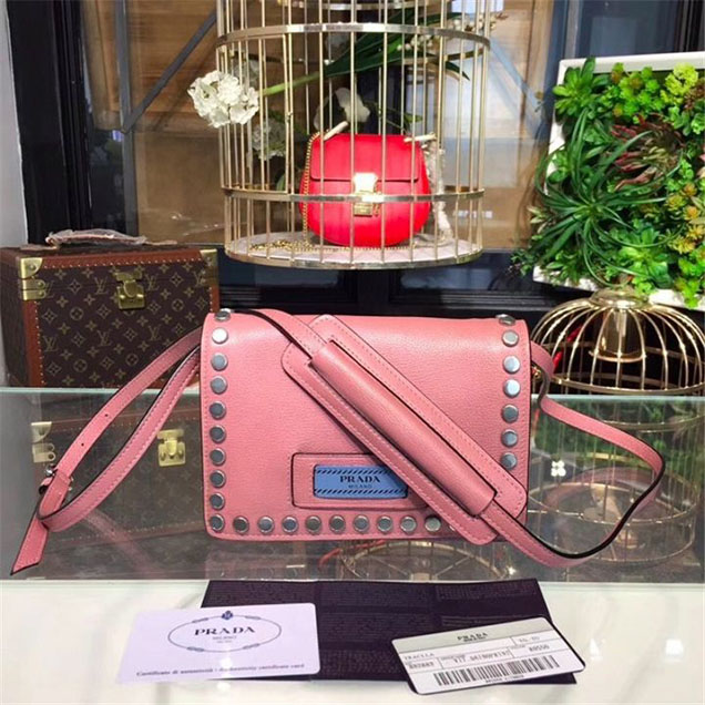 Prada Etiquette Bag 18cm 1BP006 Calfskin Leather Fall Winter 2017 Collection Pink