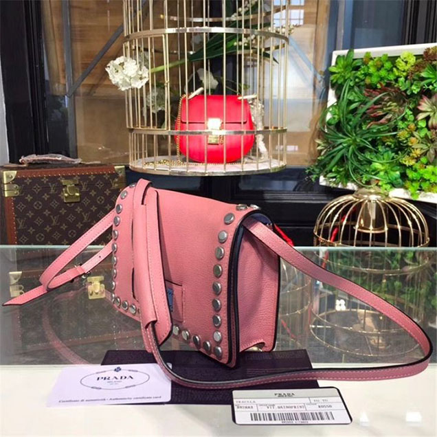 Prada Etiquette Bag 18cm 1BP006 Calfskin Leather Fall Winter 2017 Collection Pink