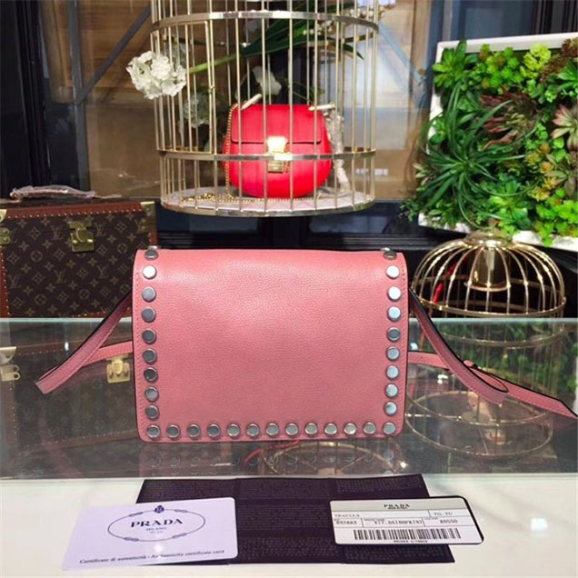 Prada Etiquette Bag 18cm 1BP006 Calfskin Leather Fall Winter 2017 Collection Pink
