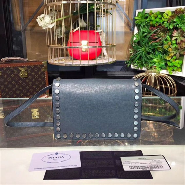 Prada Etiquette Bag 18cm 1BP006 Calfskin Leather Fall Winter 2017 Collection Light Blue