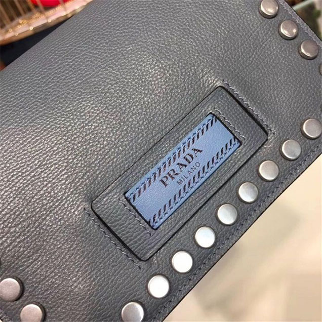 Prada Etiquette Bag 18cm 1BP006 Calfskin Leather Fall Winter 2017 Collection Light Blue