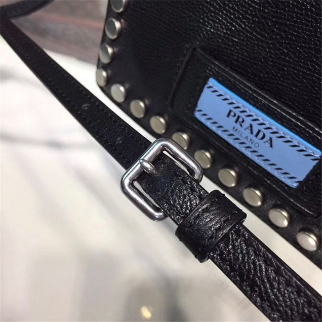 Prada Etiquette Bag 18cm 1BP006 Calfskin Leather Fall Winter 2017 Collection Black