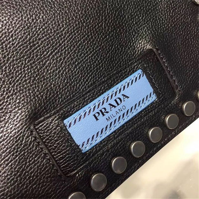 Prada Etiquette Bag 18cm 1BP006 Calfskin Leather Fall Winter 2017 Collection Black