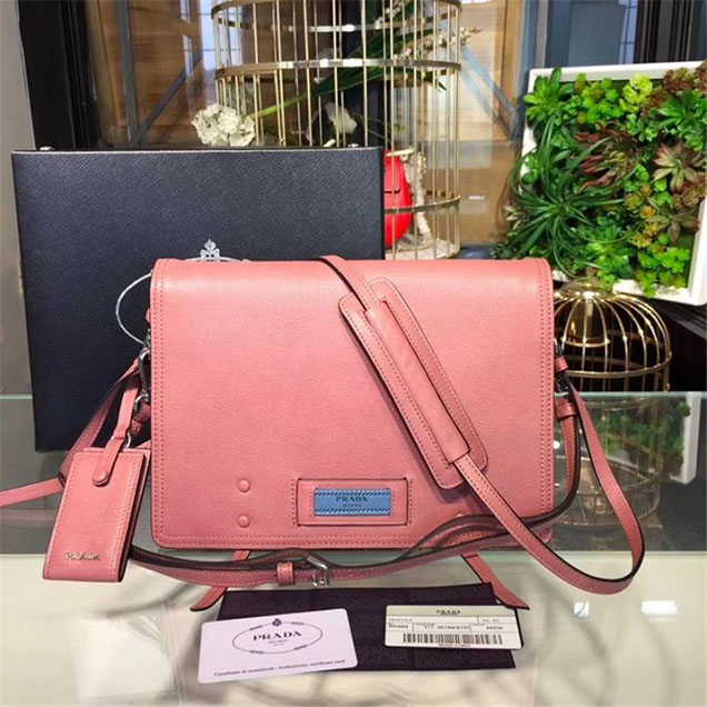 Prada Etiquette Bag 28cm 1BD085 Calfskin Leather Fall Winter 2017 Collection Pink