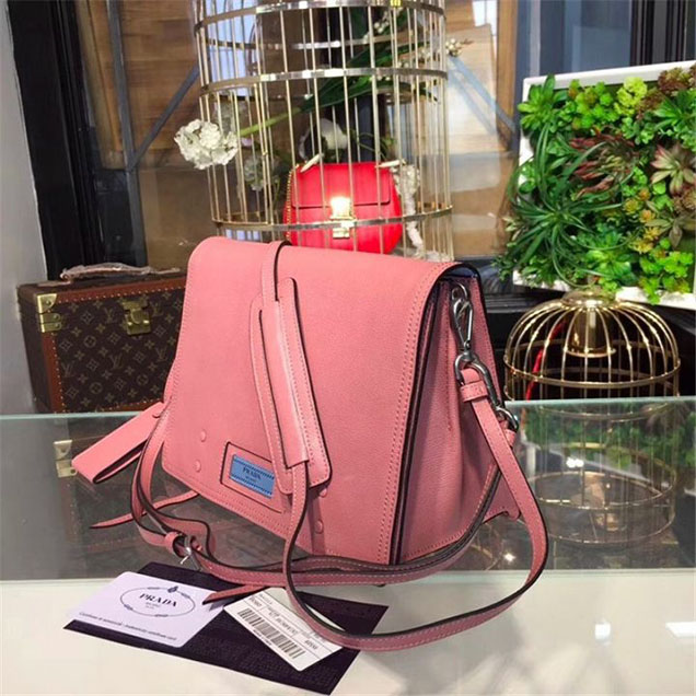 Prada Etiquette Bag 28cm 1BD085 Calfskin Leather Fall Winter 2017 Collection Pink