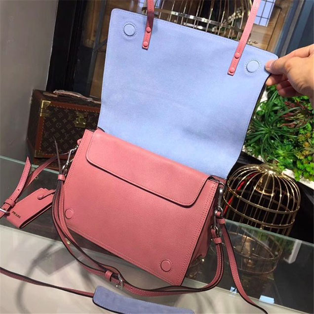 Prada Etiquette Bag 28cm 1BD085 Calfskin Leather Fall Winter 2017 Collection Pink