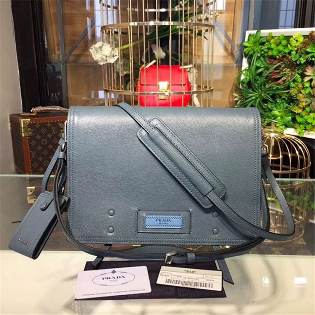 Prada Etiquette Bag 28cm 1BD085 Calfskin Leather Fall Winter 2017 Collection Light Blue