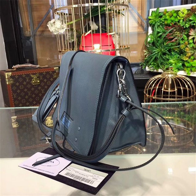 Prada Etiquette Bag 28cm 1BD085 Calfskin Leather Fall Winter 2017 Collection Light Blue