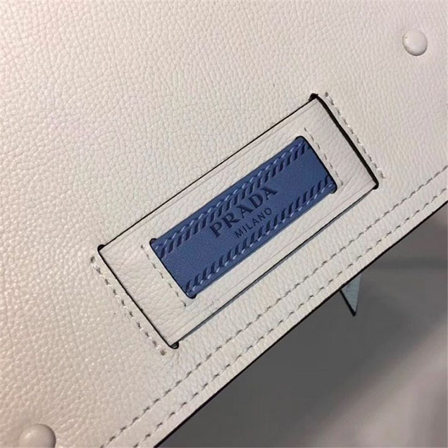 Prada Etiquette Bag 28cm 1BD085 Calfskin Leather Fall Winter 2017 Collection White