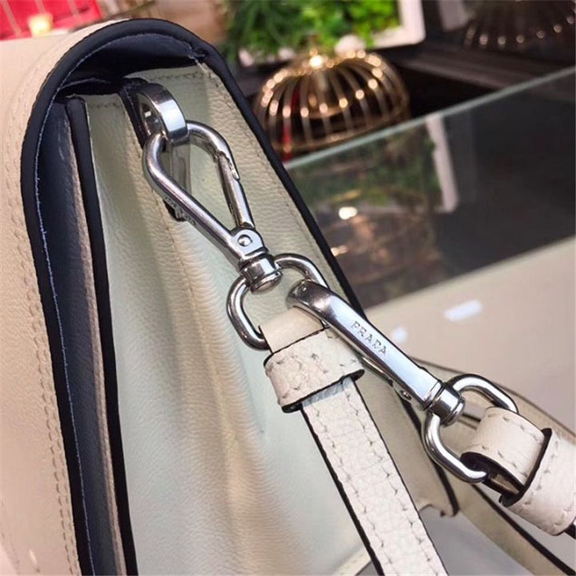 Prada Etiquette Bag 28cm 1BD085 Calfskin Leather Fall Winter 2017 Collection White