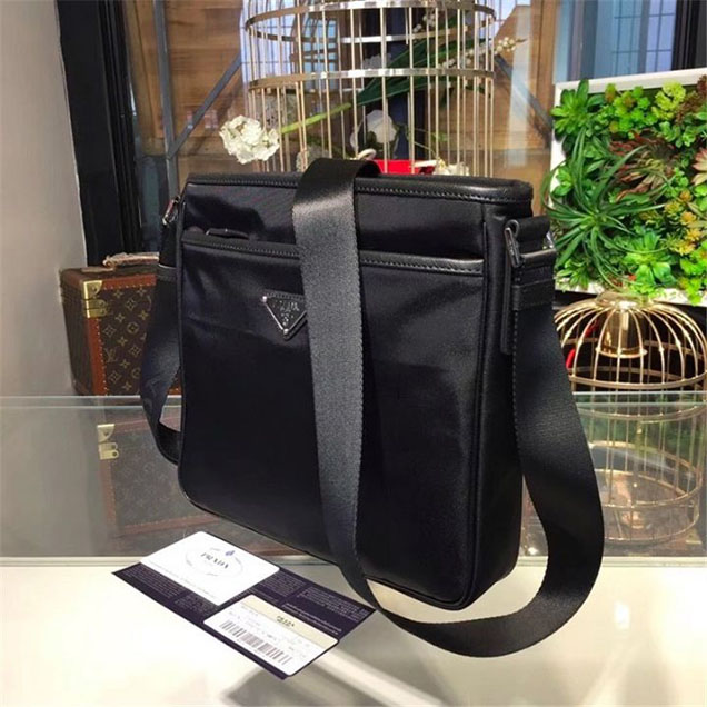 Prada Nylon Shoulder 27cm Bag BR4997 Calfskin Leather Fall Winter 2017 Collection Black