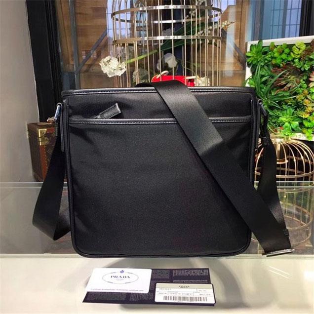 Prada Nylon Shoulder 27cm Bag BR4997 Calfskin Leather Fall Winter 2017 Collection Black