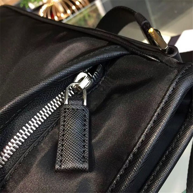Prada Nylon Shoulder 27cm Bag BR4997 Calfskin Leather Fall Winter 2017 Collection Black