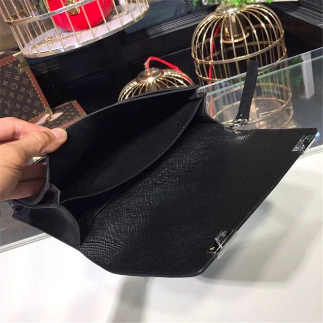 Prada Saffiano Leather Flap Bag 25cm Bag 2VF013 Calfskin Leather Fall Winter 2017 Collection Black